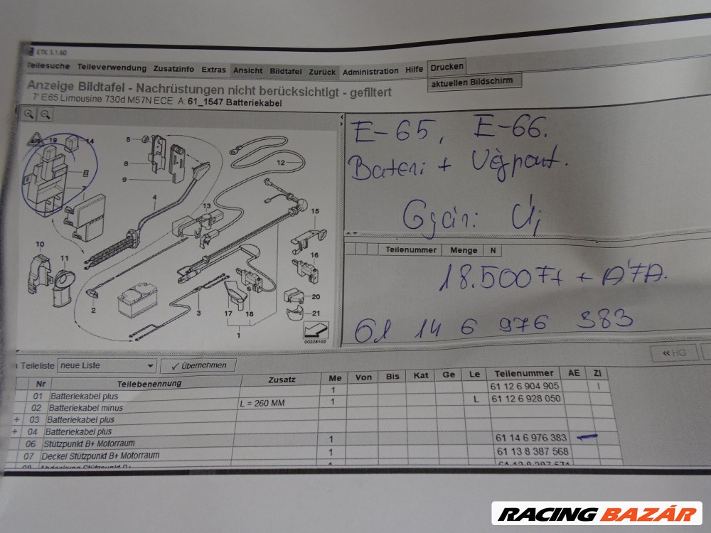 [GYÁRI ÚJ] BMW - Akkumulátor végpont / E65 , E66 / 7-es sorozat  4. kép